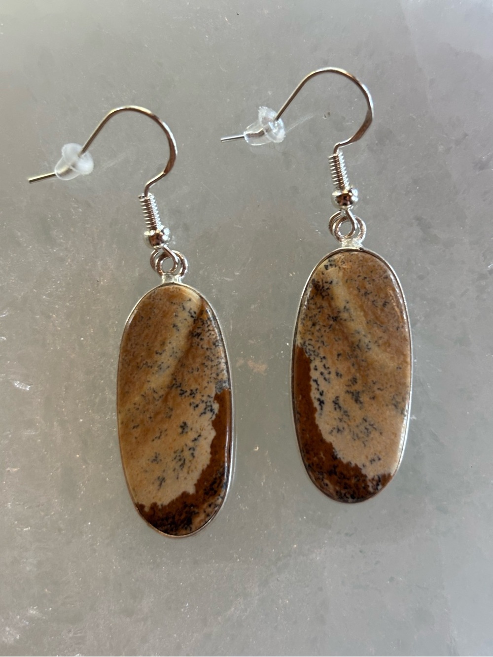 Picture Jasper Crystal Sterling Silver Earrings